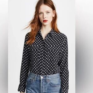 Equipment Silk Polka Dot Blouse Size L